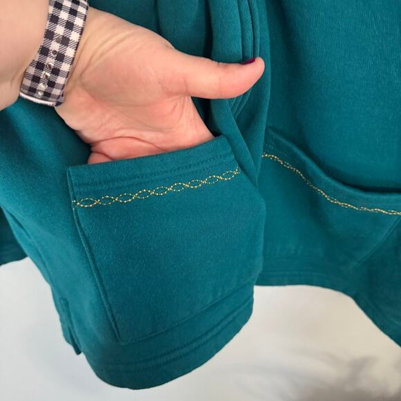 Breckenridge Teal Sunflower Full Zip Sweatshirt / Jacket Size Large w/ Pockets - Picture 3 of 8